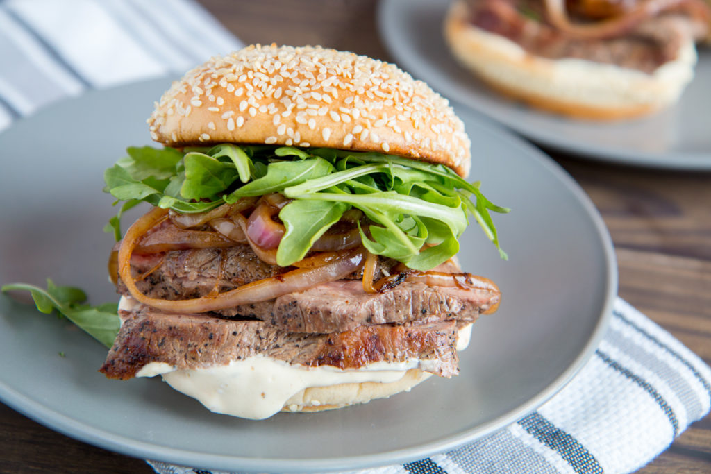 Hanger Steak Sandwich - Martin's Famous Potato Rolls and Bread